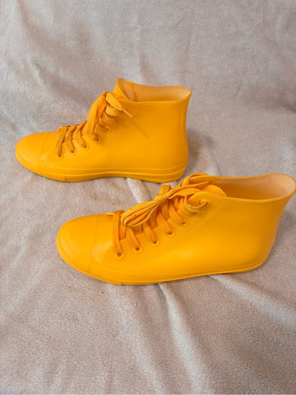 Bright Yellow Lace-Up High Top Sneakers